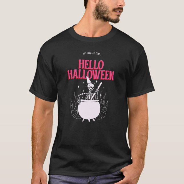 Camiseta Hello Halloween Witch Brew T-Shirt (Frente)