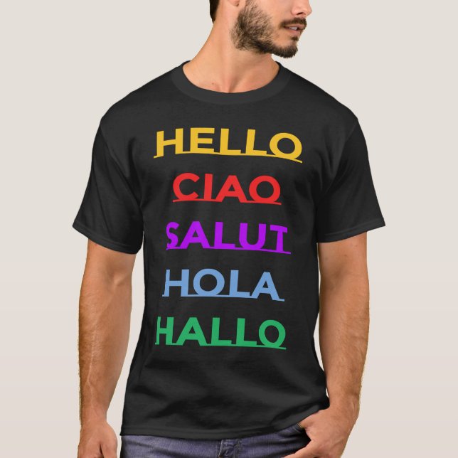 Camiseta Hello In Different Languages For Adults and Kids   (Frente)