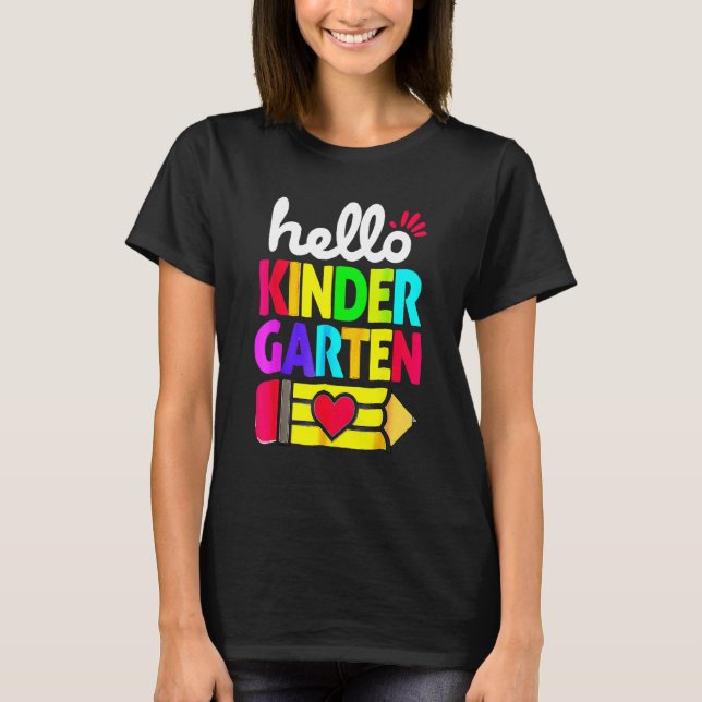 Camiseta Hello Kindergarten Pencil Heart Back To School Tea (Frente)