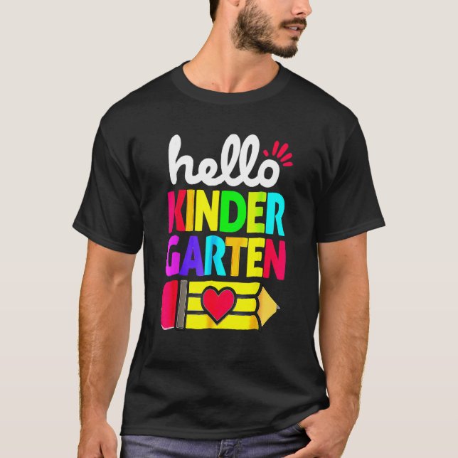 Camiseta Hello Kindergarten Pencil Heart Back To School Tea (Frente)