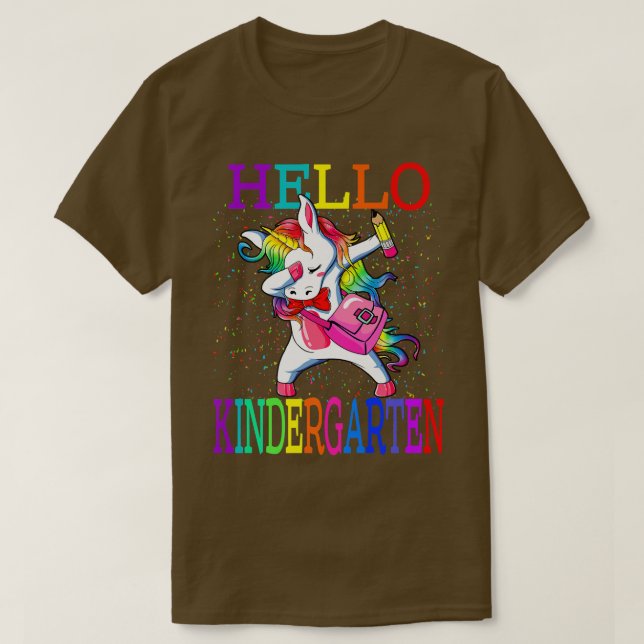 Camiseta Hello Kindergarten Unicorn Back To School  (Frente do Design)
