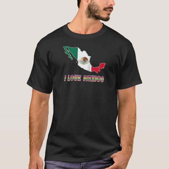 Camiseta Hello Mexico I Love Mexico Map Flag Proud Mexican  (Frente)