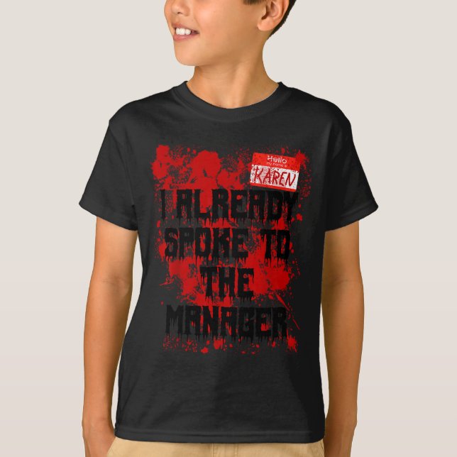 Camiseta Hello My Name Is Karen Bloody Funny Halloween Cost (Frente)