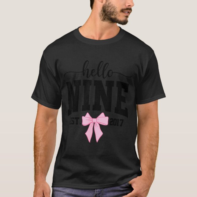 Camiseta Hello Nine Est 2017 Coquette Bow 9th Birthday Girl (Frente)