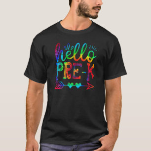 Camiseta Hello Pre K Back To School Tie Dye Graphic