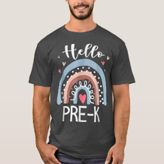 Camiseta Hello Pre K Funny Boho Rainbow Back To School