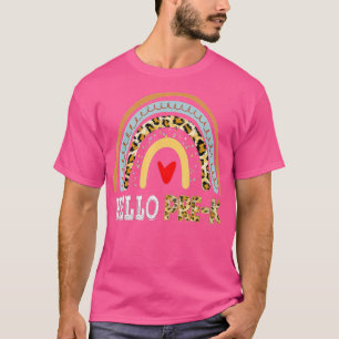 Camiseta Hello Pre K Leopard Rainbow Back To School Teacher