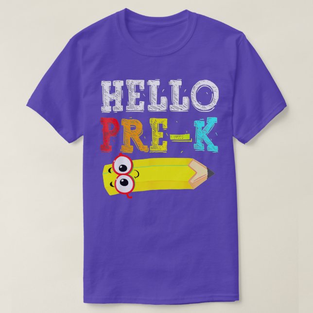 Camiseta Hello Pre K  Pre K Back To School  (Frente do Design)