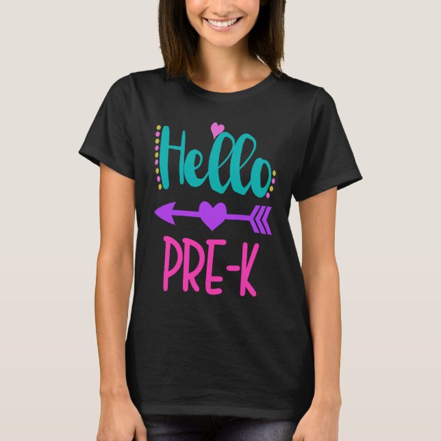 Camiseta Hello Pre K Teacher Student Teacher Little Girl (Frente)