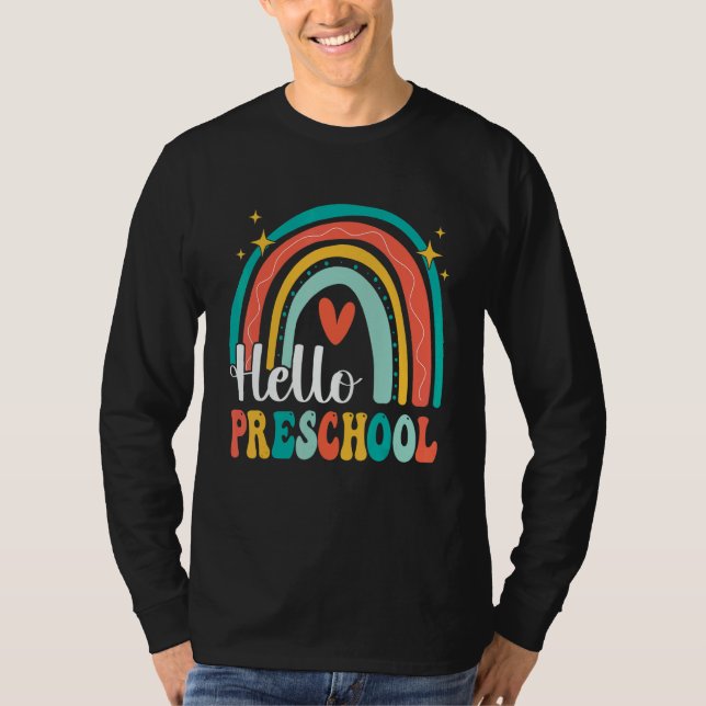 Camiseta Hello Preschool Rainbow for Teachers Girls Kids Fi (Frente)