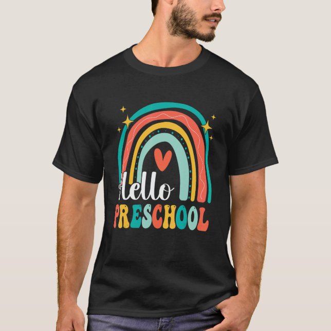 Camiseta Hello Preschool Rainbow for Teachers Girls Kids Fi (Frente)