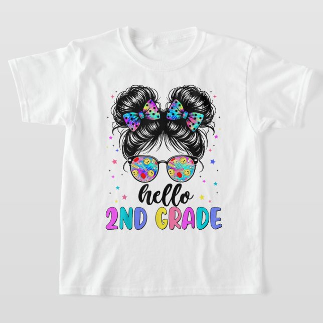 Camiseta Hello Second Grade Coquette Bow Teacher Girl (Postura )
