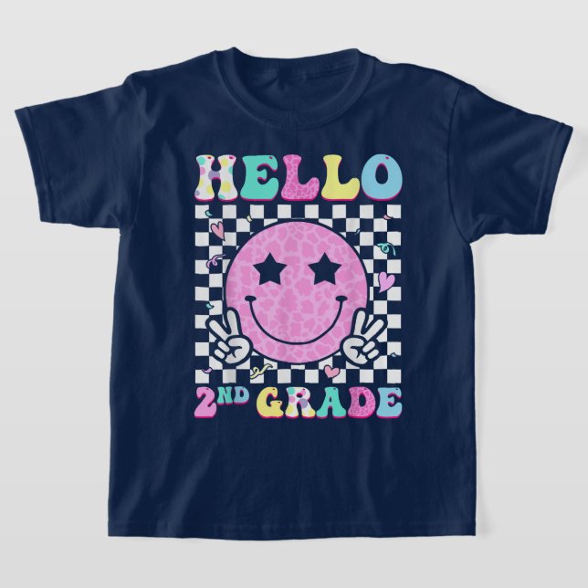 Camiseta Hello Second Grade Coquette Bow Teacher Girl (Postura )