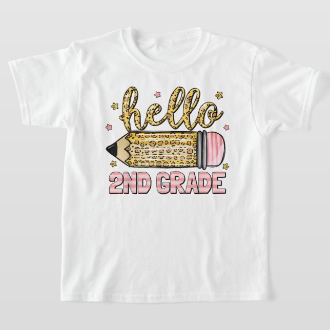 Camiseta Hello Second Grade Coquette Bow Teacher Girl (Postura )