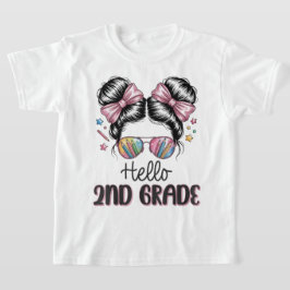 Camiseta Hello Second Grade Coquette Bow Teacher Girl