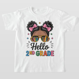 Camiseta Hello Second Grade Coquette Bow Teacher Girl