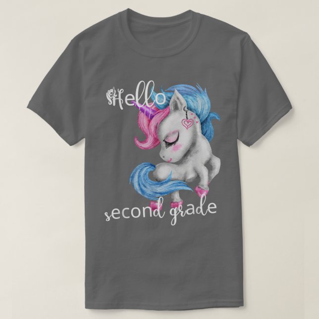 Camiseta Hello Second Grade Unicorn Back To School Teacher  (Frente do Design)