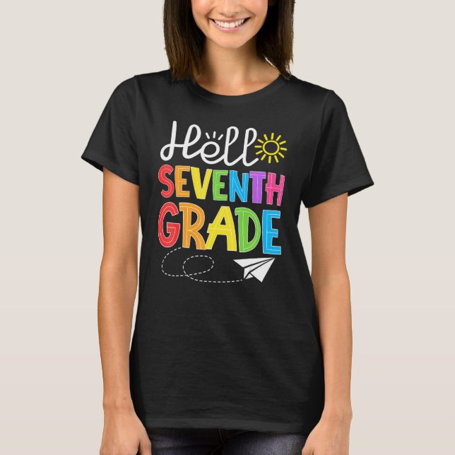 Camiseta Hello Seventh Grade Fun 7Th Grade Backto School    (Frente)