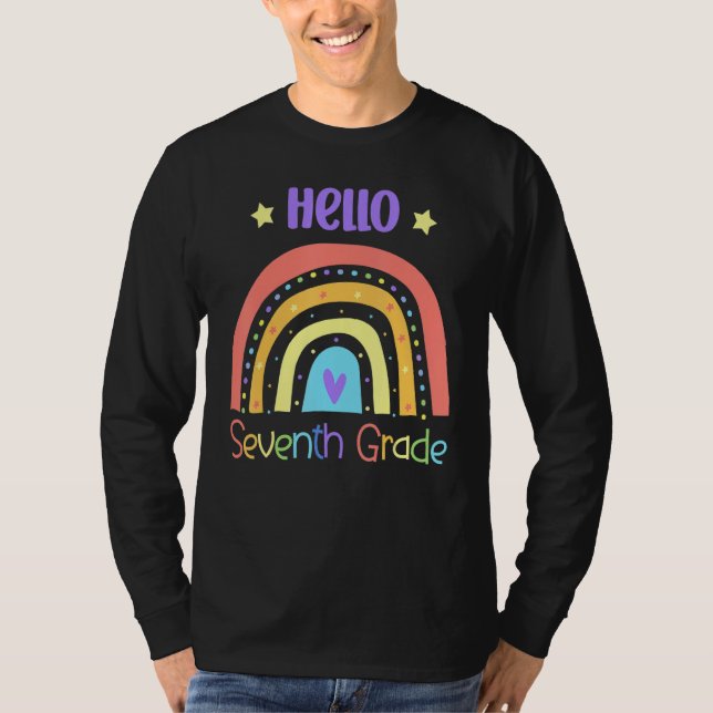 Camiseta Hello Seventh Grade Rainbow Team 7th Grade (Frente)
