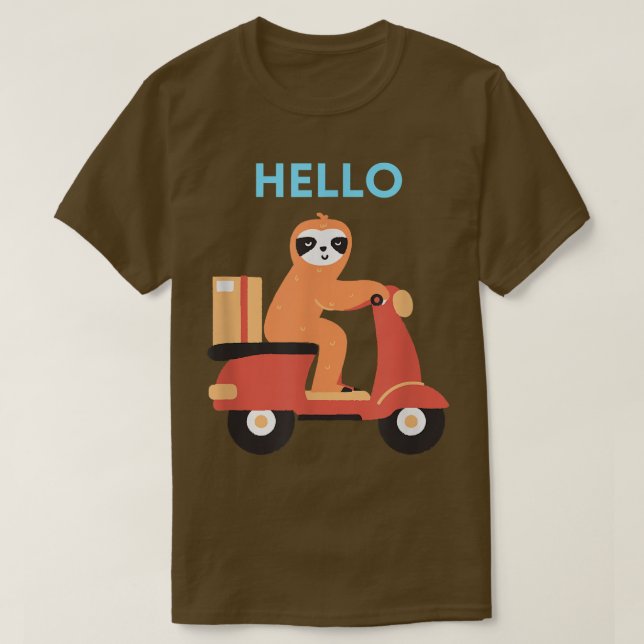 Camiseta Hello Sloth On Scooter Gift Idea Father's Day1148  (Frente do Design)