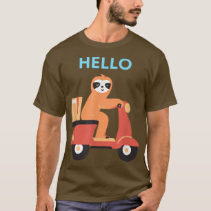 Camiseta Hello Sloth On Scooter Gift Idea Father's Day 1149