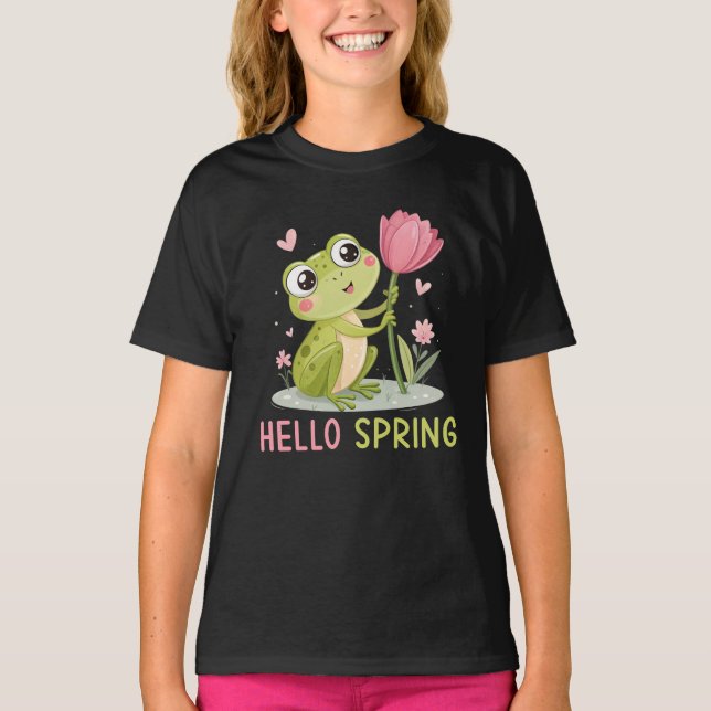 Camiseta Hello Spring Frog, Nature Lover (Frente)