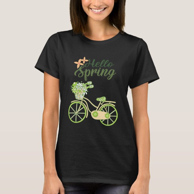 Camiseta Hello Spring Vintage Bicycle Illustration  (Frente)