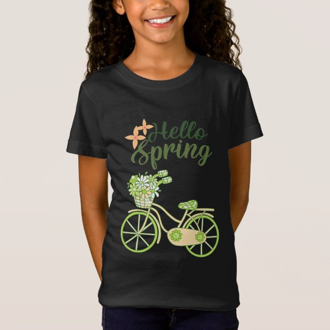 Camiseta Hello Spring Vintage Bicycle Illustration  (Frente)