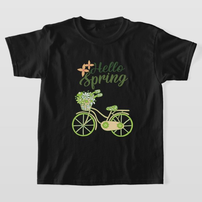 Camiseta Hello Spring Vintage Bicycle Illustration  (Postura )