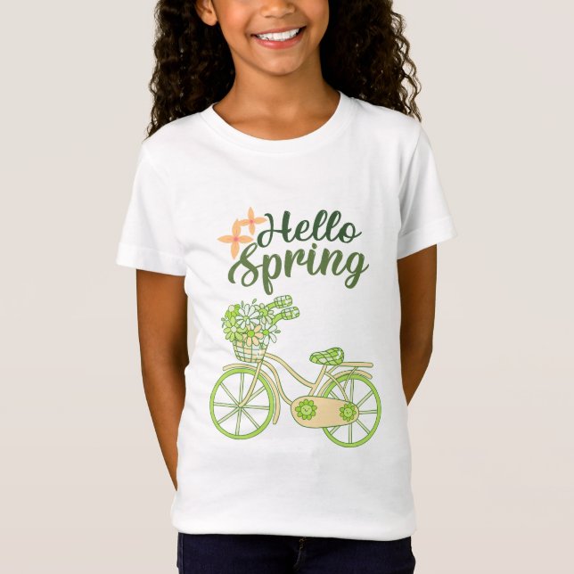 Camiseta Hello Spring Vintage Bicycle Illustration  (Frente)
