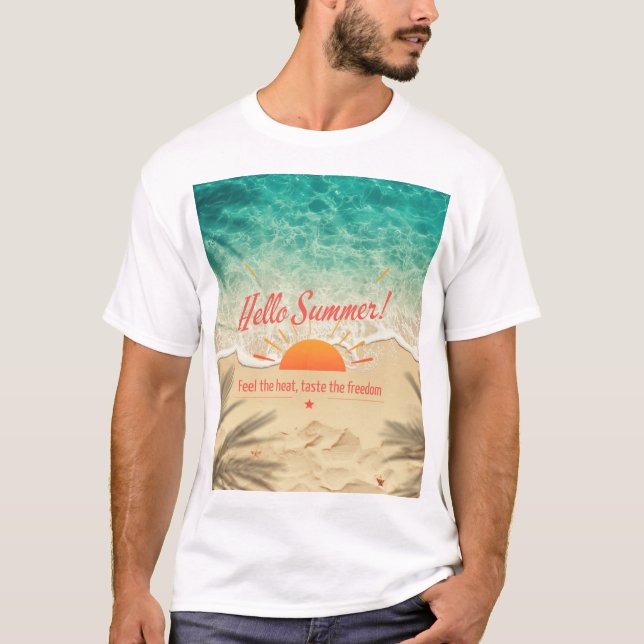 Camiseta Hello summer beach sunset graphic t-shirt (Frente)