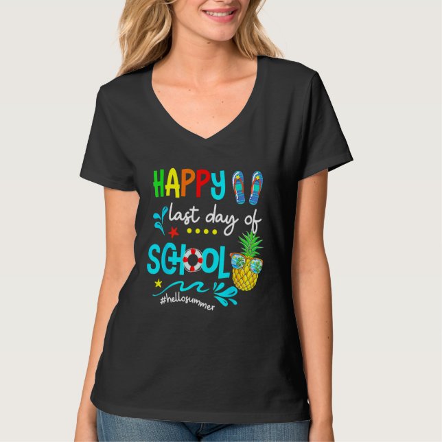 Camiseta Hello Summer Happy  last Day of school (Frente)