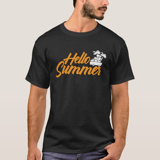 Camiseta Hello Summer Ocean Tropical Beach Summer Vacation  (Frente)