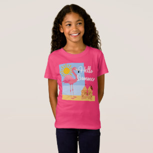 Camiseta Hello Summer Pink Flamingo Design - Toddler Fine J