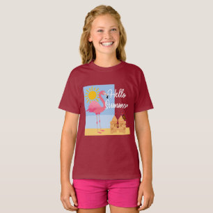 Camiseta Hello Summer Pink Flamingo Design - Toddler Fine J