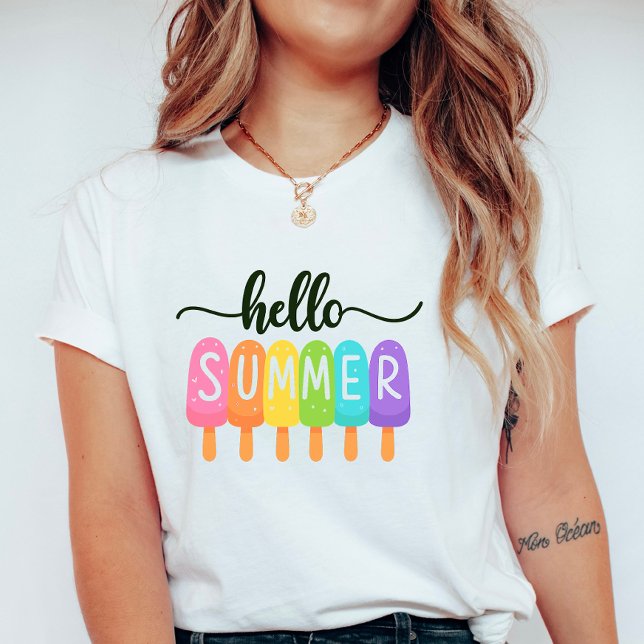 Camiseta Hello Summer Rainbow ; Fun Colorful Vacation (Criador carregado)