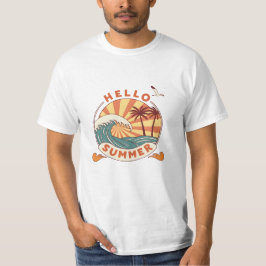Camiseta Hello Summer: Retro Beach Vibes