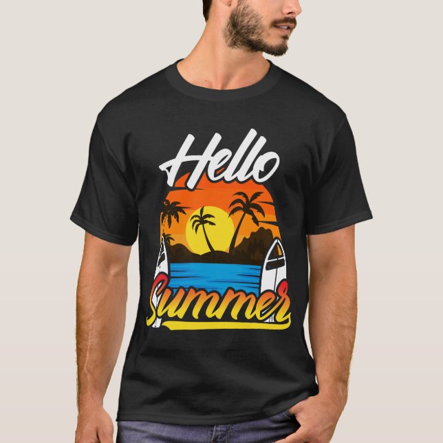 Camiseta Hello Summer Sunset Design (Frente)