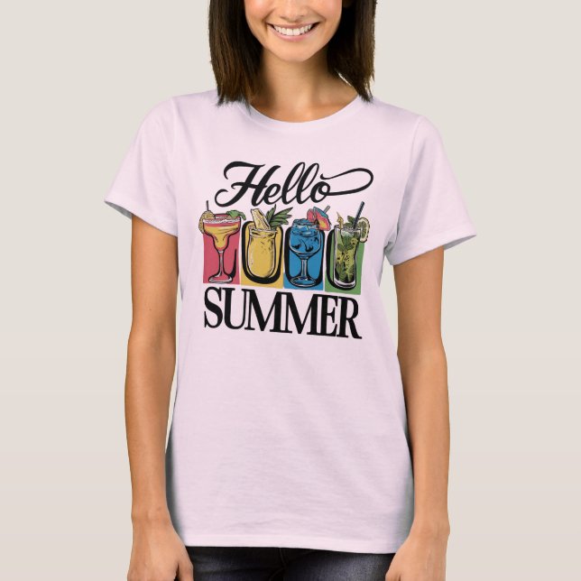 Camiseta Hello Summer T-Shirt - Bebidas mistas (Frente)
