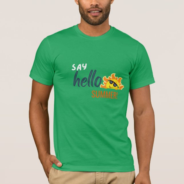 Camiseta Hello Summer T-Shirt – Modern Graphic Tee for Beac (Frente)