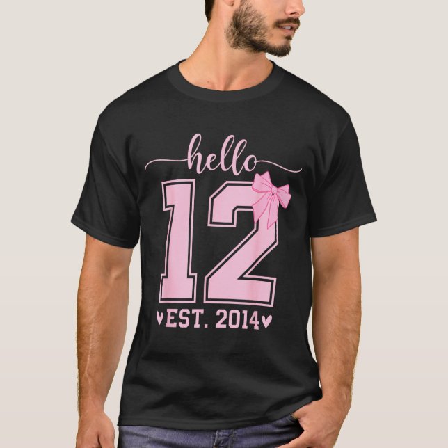 Camiseta Hello Twelve Est 2014 12th Birthday Coquette 12 Ye (Frente)