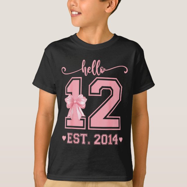 Camiseta Hello Twelve Est 2014 12th Birthday Coquette 12 Ye (Frente)