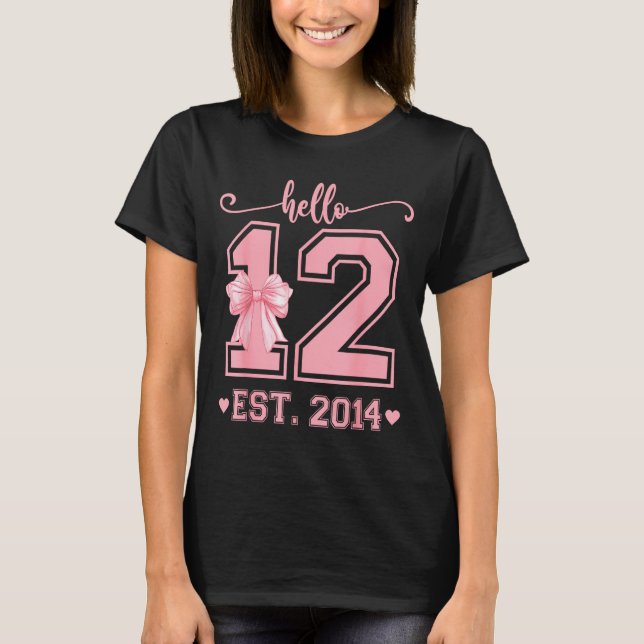 Camiseta Hello Twelve Est 2014 12th Birthday Coquette 12 Ye (Frente)