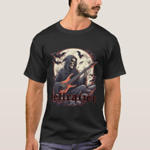 Camiseta HellRaizer Reaper Tocando Violão com Morcegos e Mo