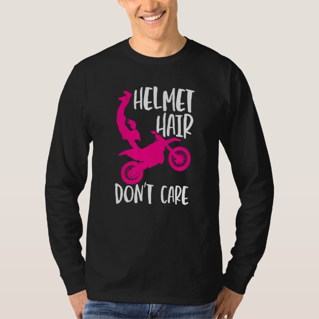 Camiseta Helmet Hair Dont Care Motocross (Frente)