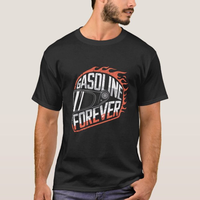 Camiseta | Helmet Motorbike | Gasolina para sempre (Frente)