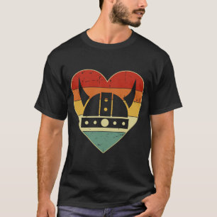 Camiseta Helmet Retro Heart Viking Men Mulheres Viking Vale