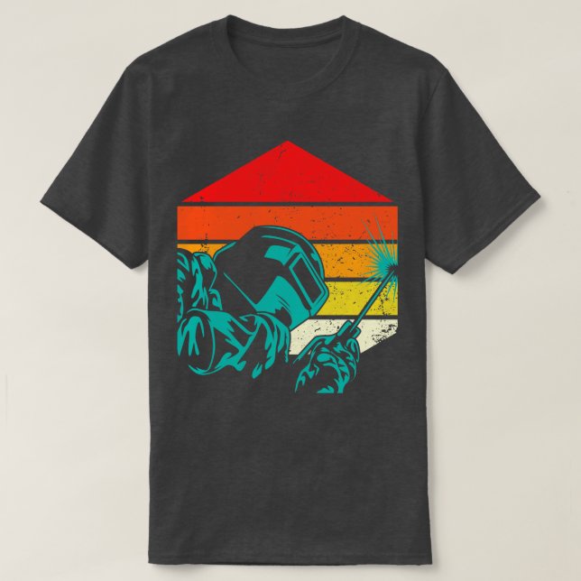 Camiseta Helmet Silhouette Welder Gif De Soldadura De Vinta (Frente do Design)