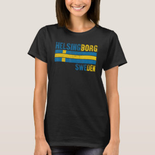 Camiseta Helsingborg Suecia Flag Mulheres Suecas Crianças