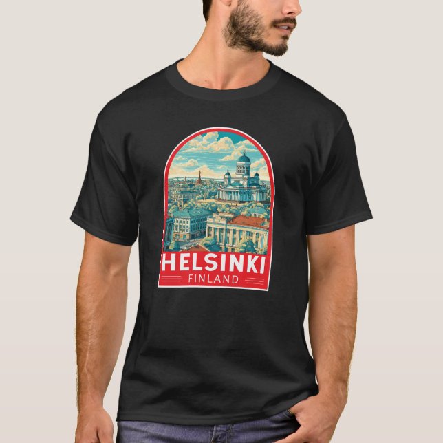 Camiseta Helsinki Finland Travel Art Emblem (Frente)